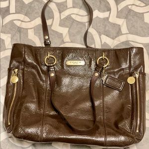 Coach Brown Patent Leather Tote